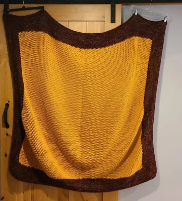 Manta afgana hecha a mano crochet tejida colores de otoño 60" naranja marrón cabaña Foto 1 de 4