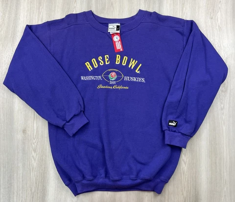 VTG Washington Huskies Rosebowl Champs 2001 Puma Crewneck Sweatshirt Large NEW Cover