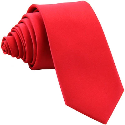 New Polyester Men's 2.5" skinny Neck Tie only solid formal wedding work red - Image 1 of 2