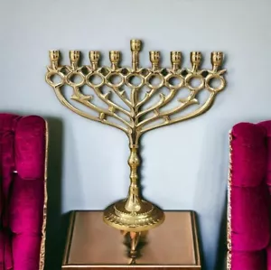 Chanukka Menora Jüdisch Judaica Israel Vintage Messing Chanukka Kerzenhalter - Bild 1 von 15