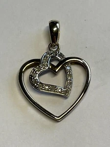 Precioso COLGANTE CORAZÓN CONJUNTO DIAMANTES ORO AMARILLO 9 QUILATES - Imagen 1 de 6