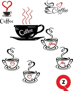 Coffee Stickers and Vinyl Design for Kitchen Wall Decals in Multiple Colors - Picture 1 of 19