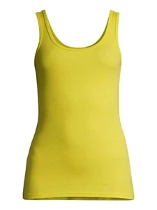 Time Tru Womens 3XL Ribbed Fitted TANK Sleeveless Layering Top Yellow Cotton bld - Picture 1 of 7
