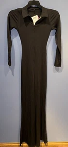 Medium Black Jumpsuit Romper, Flare Leg Front Zip Stretch Bona Fashion Russia - Picture 1 of 6