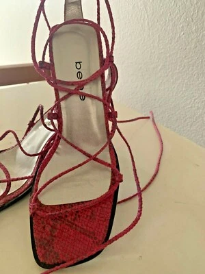 Sandalias Bebe Rosa Piel de Serpiente Vintage Años 90 8 Foto 1 de 4