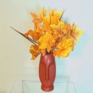 Gesichtsvase mit Herbstblumen, neu ohne Etikett - Bild 1 von 6