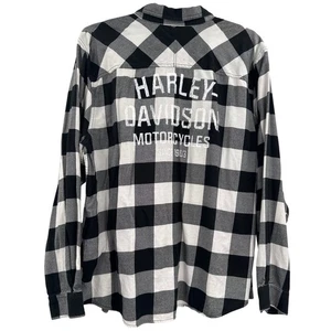 HARLEY DAVINSON Motorcycles kariertes weiß schwarzes Hemd mit Knopfleiste Größe 2XL - Bild 1 von 12