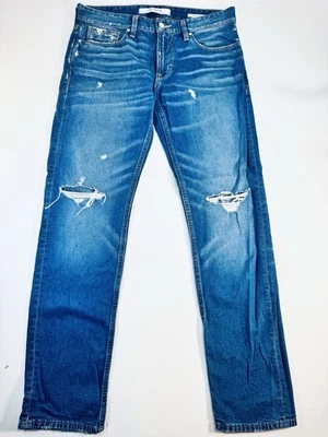Guess Jeans Mens 32x32 Blue Slim Straight Fit Medium Wash Distressed Nice - Image 1 of 4