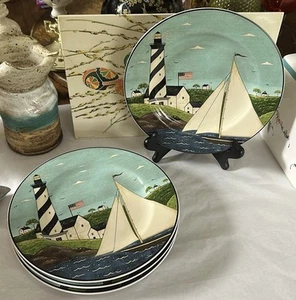 4 Warren Kimble Coastal Breeze 8" Mittagessen oder Salatteller von Sakura - Bild 1 von 10