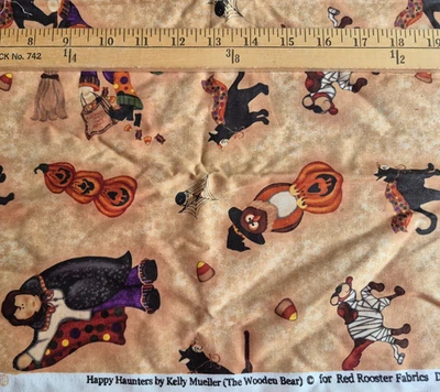 HAPPY HAUNTERS  HALLOWEEN PRINT  100% COTTON FABRIC  RED ROOSTER  12X42 INCHES - Image 1 of 2