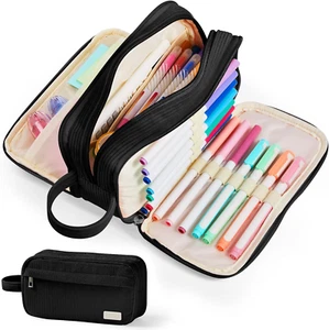 High Capacity Pencil Case, Soft Corduroy Pencil Pouch with 4 Compartments, Multi - Picture 1 of 7