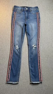 Hollister Womens Jeans 1R Blue High Rise Crop Super Skinny Distressed  W25/L26 - Picture 1 of 12