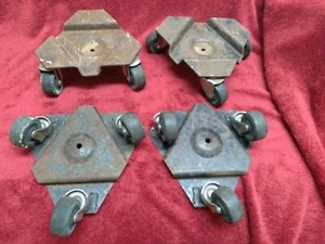Vintage Triangle Base Casters - Solid Rubber Ball Bearing Swivel Casters ( 4 ) - Picture 1 of 4