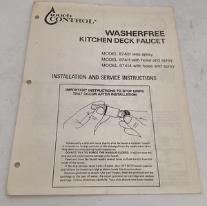 Vintage Touch Control Washerfree Kitchen Faucet Installation Manual model 87414 - Picture 1 of 3