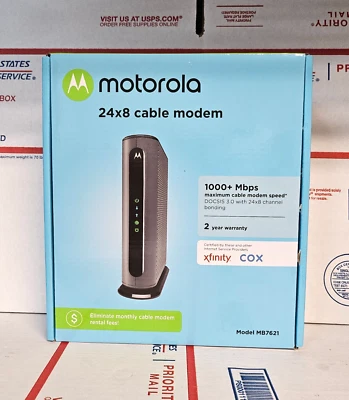 MOTOROLA 24X8 CABLE MODEM 1000+MBPS DOCSIS 3.0 MB7621 -Refurb-SHIPS FREE - Image 1 of 4