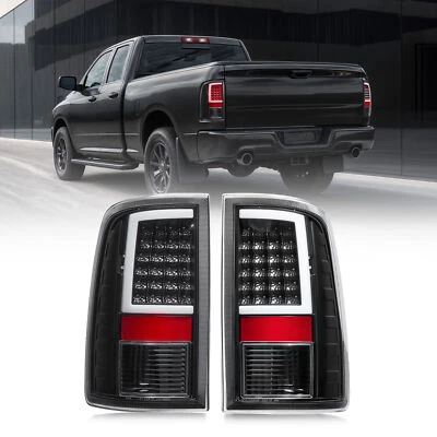 For 09-2018 Dodge Ram 1500 10-18 Ram 2500 3500 Black LED Tube Tail Lights Pair Foto 1 de 4