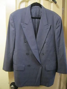 SZ 40R JOSEPH & FEISS MENS BLUE DOUBLE BREASTED WOOL SUIT JACKET BLAZER COAT GUC - Picture 1 of 8