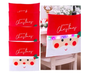  4 Stück LED Weihnachten Stuhlhussen Leuchten Stuhl Rücken Kappe Abdeckung Esszimmer Stuhl Rückenlehne - Bild 1 von 6