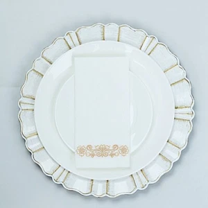 20 TOVAGLIOLI DI CARTA AIRLAID ORO ROSA BIANCO design floreale metallizzato forniture per feste - Foto 1 di 8