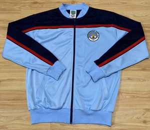 VINTAGE SCORE DRAW MANCHESTER CITY WARM UP TRACK JACKET COAT SZ L SOCCER EUC - Picture 1 of 9