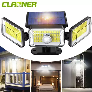 3-Head 368 LED Solar Motion Sensor Light Outdoor Garden Wall Security Flood Lamp - Picture 1 of 8