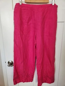 Units 100% Linen Pants Pink Size Large Embroidered - Picture 1 of 7
