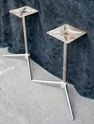 Pair Antique Vintage Art Deco Old Chrome Steel Metal Table Legs Pedestals Feet • 179.99£