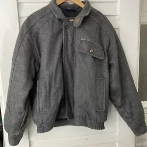 VTG KNIGHTS BRIDGE Bomber Style Wool Jacket Coat Mens Sz M 38-40 Gray Insulated - Picture 1 of 24