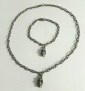 Handcrafted Gothic Skull Necklace and Bracelet