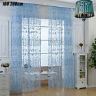 Flower Voile Curtains Panel Tulle Curtains Drape Sheer Voile Window Curtain Home
