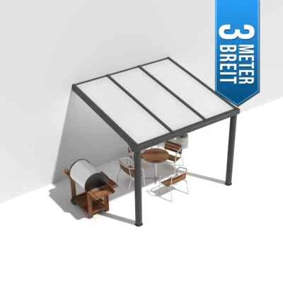 Terrassenüberdachung Alu Premium Anthrazit Überdachung Stegplatten opal 3 Meter - Bild 1 von 4