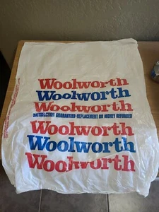 Rare 80s Large 16x4x24” Woolworth Store Plastic No Handles Shopping Bag - Imagen 1 de 5