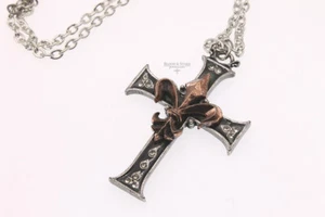 DISCONTINUED Alchemy Gothic Croix De Lile Necklace P470 Goth Cross 2006 Crystal - Picture 1 of 5
