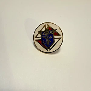 Knights Of Columbus KOC Gold Red White Blue Round Lapel Pin - Picture 1 of 3