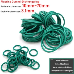 Ø3.1mm Grün Fluorine Gummi-Dichtungsring Ölbeständige FKM Siegel O-Ring 10~70mm - Picture 1 of 9