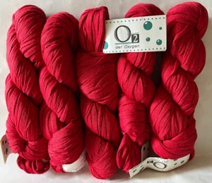 Lot of 5 Hanks Berroco O2 Def Oxygen Ribbon Yarn 9555 Red Bright 🍷 Merino Wool - Picture 1 of 3