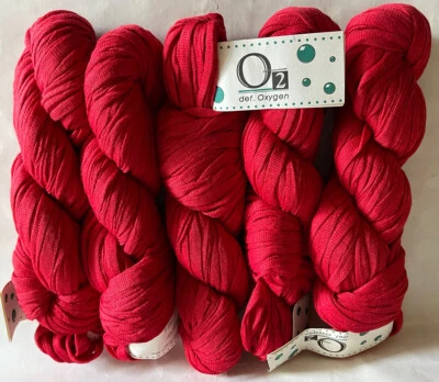 Lot of 5 Hanks Berroco O2 Def Oxygen Ribbon Yarn 9555 Red Bright 🍷 Merino Wool - Image 1 of 3