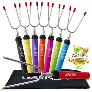 Garnen 8xFDA Cert Telescoping BBQ Marshmallow Roasting Sticks Smores Skewer Fork - Picture 1 of 8