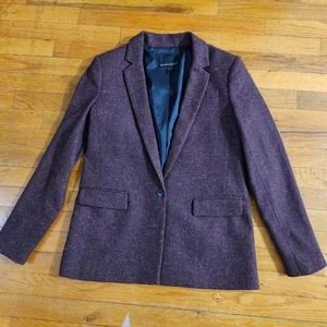 Banana Republic Women's Burgundy Orange Tweed Blazer Size 4 Wool and silk - Picture 1 of 8