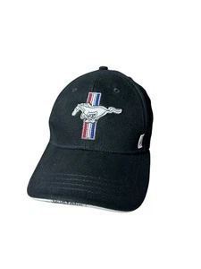 VTG Y2K Ford Mustang Racing Pony Black Baseball Cap Red White Blue Stripes RARE - Picture 1 of 10