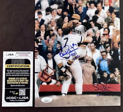 BOB ROBERTSON Steve Blass SIGNED AUTOGRAPH 8x10 Photo JSA  COA PIRATES 71 WSC - Image 1 of 4