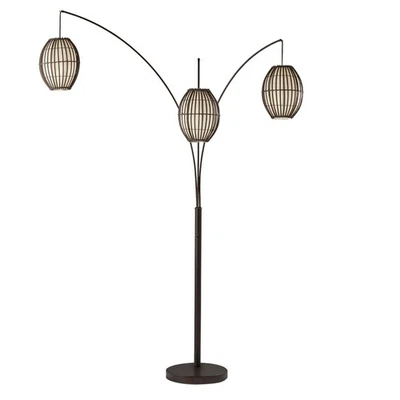 Adesso Maui弧形落地灯 | 3 个可移动灯罩,可调节高度,古董青铜 — 第 1/4 张图片