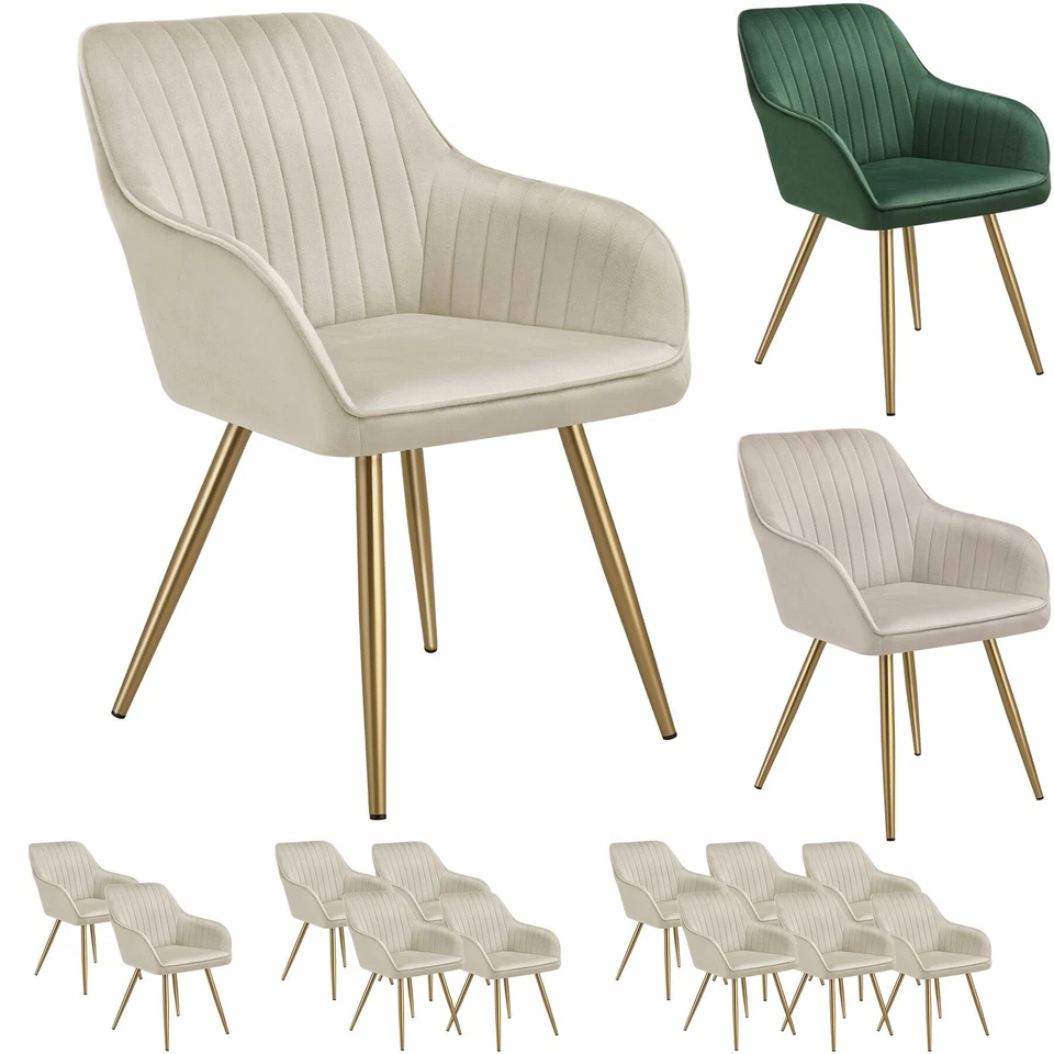 Esszimmerstuhl Samtoptik Gestreift Wohnzimmerstuhl Küchenstuhl Sessel 120kg - Bild 1 von 1