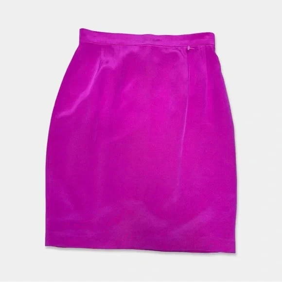 Falda de seda hasta la rodilla PAMELA DENNIS talla 10 color rosa usada en excelente estado Foto 1 de 2