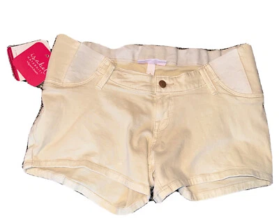 Size 4 - Side Panel Midi Maternity Jean Shorts - Isabel Maternity - Ecru Cream - Image 1 of 2