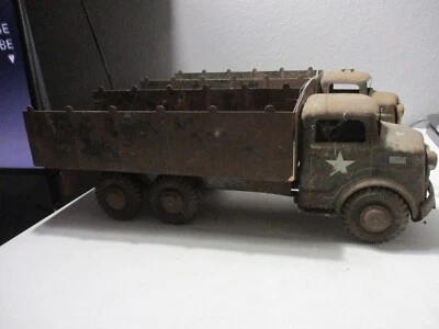 2  VINTAGE 1950’s MARX LUMAR US ARMY TROOP TRANSPORT CARRIER TRUCK PRESSED METAL - Image 1 of 4