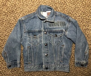 Vintage PLANET MARS Youth M&M Embossed Denim Trucker Jacket 6 Made in USA - Picture 1 of 9