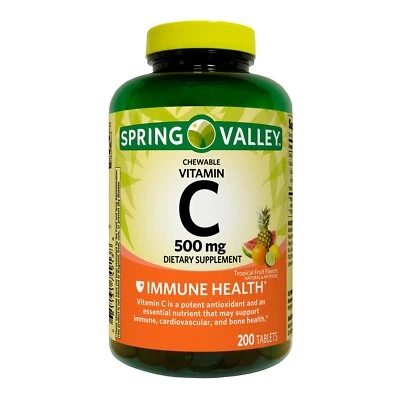 Comprimidos masticables de vitamina C Spring Valley, fruta tropical, 500 mg, 200 quilates...+ Foto 1 de 3