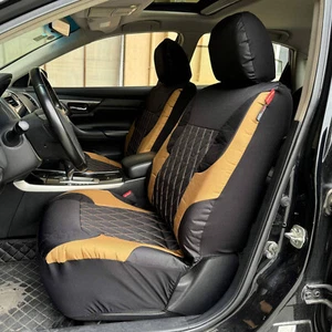 For Chevy Equinox Front Car Seat Covers Waterproof Canvas Brown & Black - Picture 1 of 7