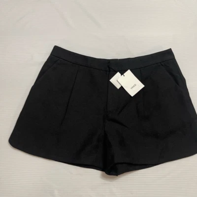 Shorts de rayon novo com etiquetas Vince preto plissado frente linho viscose tamanho 4 novo - Imagem 1 de 4